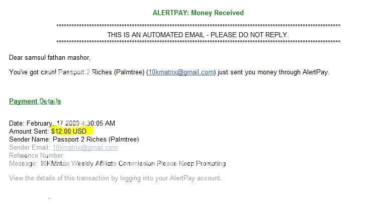 My 10kmatrix 2nd Payment